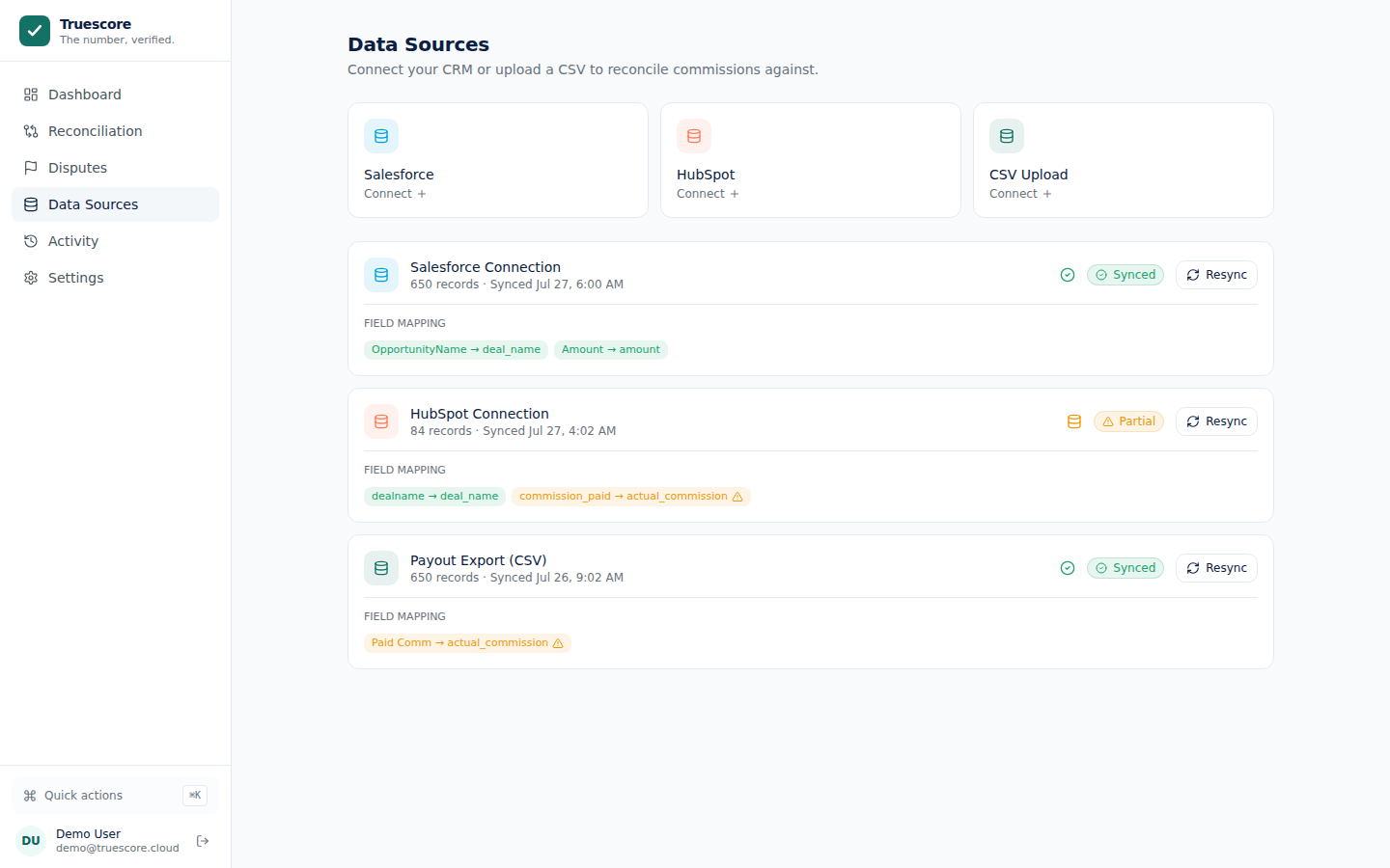 Connected data sources